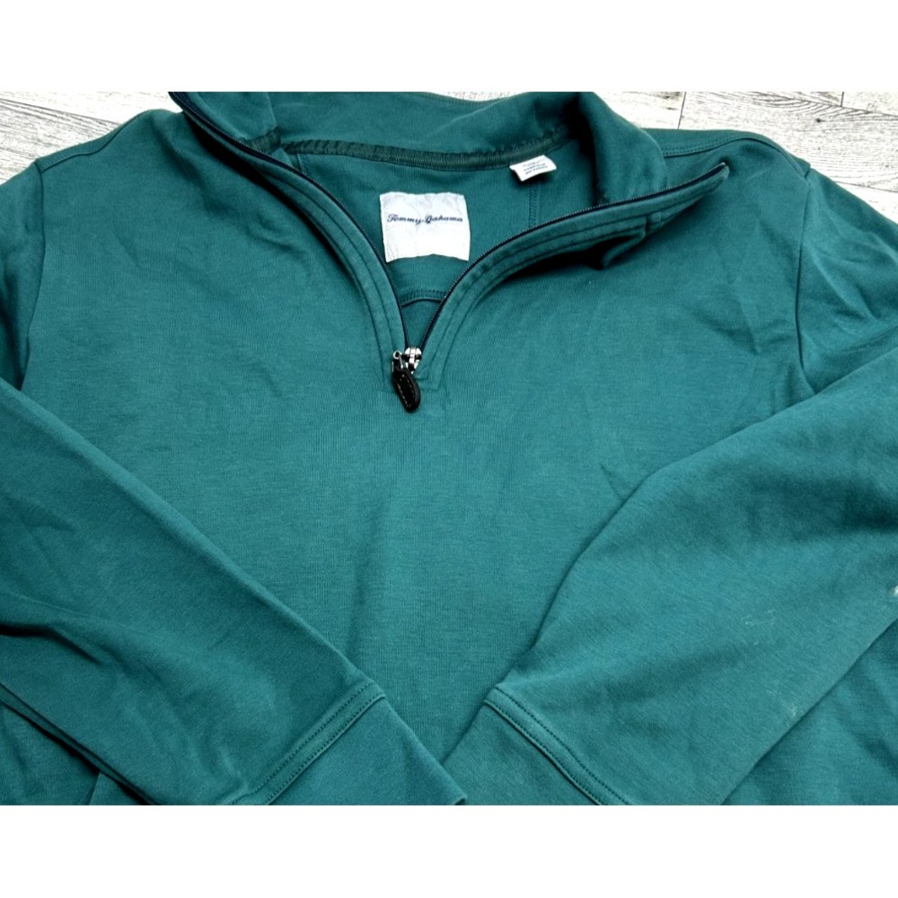 Tommy‎ Bahama Women's 1/4 Zip Green Pull Over Jacket Sweater SMALL Pima Cotton